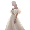 Elegante abito da sposa linea A con spalle scoperte Arabo gonfio tulle pizzo abiti da sposa lunghezza pavimento Robe De Soiree