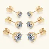 052ct Diamond Stud Earrings 18K Yellow Gold Plated 925 Silver Wedding Earring for Women Men Luxury Jewelry with GRA 240112