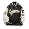 Herrkvinnor baseball uniform broderad jacka gata hiphopkläder pu läderbomber sport harajuku mode lös sty 240113