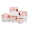 Packing Bottles Wholesale Frosted Glass Cream Jar Clear Cosmetic Bottle Lotion Lip Balm Container With Rose Gold Lid 5G 10G 30G 50G 10 Dh0Iv