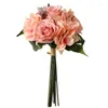 Fiori decorativi QSM Simulazione di bouquet di rose di ortensie Fiore di seta di nozze Sposa damigella d'onore con rose artificiali per la decorazione della casa