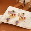 Pendientes colgantes EVACANDIS perla Natural amatista para mujer barroco vintage con incrustaciones de circonita calidad artística regalo de joyería