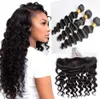 Brazilian Loose Deep Wave Human Virgin Hair 3 Bundles with 13x4 Transparent Lace Frontal Ear to Ear Full Head Natural Color