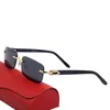 Buffalo Horn Solglasögon för kvinnor vagn Glasögon Carthead Metal Rimless Optical Frame Classic Rectangle Square Luxury Gold Sunsh