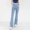 Damen-Leggings mit hoher Taille, schlankmachende Taschen, Denim-Fitness-Schlaghosen für Frauen, Jean-Pullover, große Frau, Kleidung aus Baumwolle