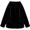 Giacca soffice primaverile nerazzurra con orecchie di coniglio cerniera manica raglan Felpa oversize leggera morbida harajuku kawaii in pelliccia sintetica 240112