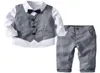 Garçons costumes de mariage enfants vêtements enfant en bas âge formel enfants costume enfants 039S porter gris gilet chemise pantalon tenue bébé vêtements19333648