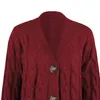 Womens Sweaters Button Down Long Sleeve Cable Twist Knit Open Front Cardigan Loose Outerwear Coat with Pockets 240112