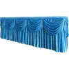 10ft20FT Length Table Cloth Skirt With Colorful Swag Drape Ice Silk Fabric Skirting Wedding Party Event Decoration y240112