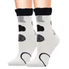 Conjunto de 12 pares de calcetines de algodón con patrón para mujer, ropa informal bonita para mujer, calcetines tobilleros suaves, calcetines de suelo Harajuku, calcetines de invierno para mujer 240113