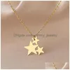 Pendentif Colliers Acier inoxydable Trois étoiles à cinq branches Collier Chaîne Collier de mode pour femmes Bijoux Party Friends Drop Deliver Dhoae