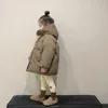 Down Coat Kids Top 2024 jesienne zima koreański styl mody gruby polar biała kurtka kaczka dzieci solidne odzież wierzchnia dzieci