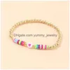 Bohemian Colorf Clay Bracelets For Women Summer Beach Beaded Charm Bracelet Elastic Soft Y Jewelry Drop Delivery Dhpgj