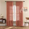 LISM Linen Sheer Curtain Thiken Fabric Sliding Door Putih Curtain Lining Window Screening Long Curtain with Eye 240113