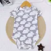 New Rompers Summer Newborn Triangle Creeper Infant Short Sleeve Bodysuit Men's and Women's Treasure Pure Cotton Cartoon Animal Baby Clothing