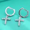 Serenity Day S925 Sterling Silver Plate PT950 D Color 2mm Cross Pendant Earrings Womens Buckles Stud för grossist 240112