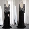 new Sexy Line Evening Dresses Crystal 2024 Shine Sequined Backless V-Neck Bridal Gowns Party Dresses Customized Size D-L24013