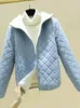 冬の女性服ファッションカジュアル格子縞のコットンコート厚いスタンドカラージャケットsl5 240112
