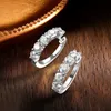 Knobspin D Color Loop Earring 925 Sterling Sliver Plated With 18K White Gold for Women Sparkling Fine SMEEXKE 240112