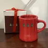 Mugs Christmas Cup Red Par Style Par presentförpackning med gratulationskort keramiskt mugg hemarbete kaffe