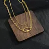 Pendant Necklaces Vintage Stainless Steel Love Clay Double Layer Necklace For Women Girls Gold Color Fashion Birthday Party Jewelry Gift