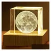 Kunst en ambacht Kristal 3D-beeld Op maat gemaakt Vierkant lichaam Regendruppels Wolken Liefde voor de maan Zonnestelsel Kubieke ambacht Decoratie Druppel Dhtqd