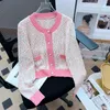 Maglioni da donna Cardigan lavorato a maglia sottile per le donne Giacca elegante di colore rosa Maniche lunghe Bottoni Maglioni larghi oversize Y2k Top