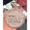 Hip HopHiphop Customized Big Size Round Shaped Word Letter Name Full Iced Out Plate Pendant