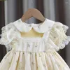 Girl Dresses Summer Princess Dress Lolita Style Kids Puff Sleeve Lace Bow Ball Gown Cute Baby Clothes