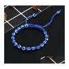 Handmade Frisado Fios Pulseiras Turquia Azul Evil Eye Charme Pulseira Para As Mulheres Trançado Corda Corda Fatima Beads Cadeia Bangle Drop De Otx5S