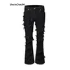 Damage y2k black ripped jeans gothic flare pants skinny jeans men street wear cargo jeans Destroy 240112