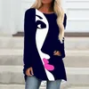 Magliette da donna Stampa tarassaco Moda casual Semplice Taglie forti Manica lunga Girocollo allentato Top T-shirt con borsa autunnale