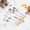 24/30 sztuce Acier Inoksydable Stale Cutlery Zestaw Luksusowe złote sztućce Pratos de Jantar Conjunto Fork Table Garfo 240113