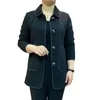 Vestes Femmes Femmes Veste d'hiver Bouton Fermeture Manteau Élégant Cardigan d'âge moyen Coupe ample Col rabattu Solide