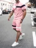 Erkek Trailtsits Moda Yüksek Kaliteli Kısa Kollu Baskı Tişört Şortları Takım Sıradan Büyük Boy Ceza Giyim Erkek Jogging Antrenman Seti 240112