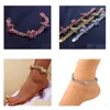 Bracelets de cheville en diamant glacé pour femmes, strass, lien cubain, or, rose, papillon, bijoux, livraison directe, Ot5Ya