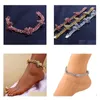 Mrożone diamentowe kobiety Anklets Rhinestone Cuban Link Anklet Gold Sier Pink Butterfly Bracelets Biżuteria Dostawa Ot5ya