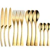 Messer, Löffel, Obst, Dessert, Abendessen, Besteck, Tischset, Geschirr, Küche, komplettes Esszimmer, abgedeckte goldene Gabeln aus Edelstahl, 240113