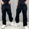 Men's Jeans Men Black Baggy Printed Hip Hop Teenager Boy Streetwear Skateboard Y2K Trousers Vintage Embroidered Letter