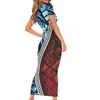 Feestjurken Polynesië Stam Retro Geel Patroon Print Hawaii Casual Mode Stijl Zomer Vrouwen Sexy Korte Mouw Ronde Hals Billen