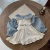 Rompers Baby Girls BodySity Peter Pan Collar Girls One Piece Option Lace Robe H240508