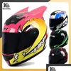 Motorradhelme Motor Hnj Helm Off-Road-Helm Pengendara Sertifikasi Ece Pria Wanita Kucing Wajah Penuh Sepeda Motocross Moto Drop Otxra