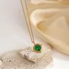 Pendentif Colliers Greatera Natural Green Stone Collier rond pour femmes Golden 316L Collier de chaîne en acier inoxydable Bijoux à la mode