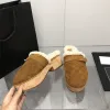 Damen-Hausschuhe, Plateau-Clog, samtiges Mule-Wildleder, Kalbsleder-Sandalen, gemütliches Lammfell, für Zuhause, lässiges Futter, Sandale, modische Luxus-Damen-Designer-Wolle, Outdoor-Freizeit-Sandalen