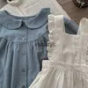 Rompers Milancel Baby Girls Bodysuit Peter Pan Collar One Piece Option Lace Gown H240508