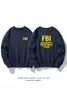 Lettere FBI Felpa girocollo in pile da uomo Calda tinta unita Addensare Biancheria intima Pullover invernale Top Camicie senza cappuccio Felpa con cappuccio 240112