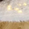 Décorations de Noël jupe arbre ornement blanc en peluche fourrure de base de Noël couvertures de tapis de base joyeux pour l'année à domicile