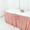 Saia de mesa rosa ouro design lantejoulas tecido toalha de mesa contornando para decoração de festa de evento de casamento