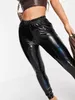 Damesbroeken Dames elastische band PU-broeken Hoge taille Kunstleer Potlood Dames Wetlook Bodycon-leggings Aangepaste nachtclubkostuum