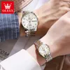 Olegs Fashion Couple Mechanische horloges voor mannen en vrouwen roestvrijstalen pols horloge waterdichte lichtgevende handen Valentine cadeau 240112